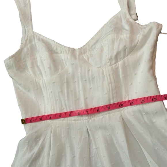 NWT! Aqua for Bloomingdales Corset White Polka Dot Textured Mini Dress - Size M - Picture 11 of 12